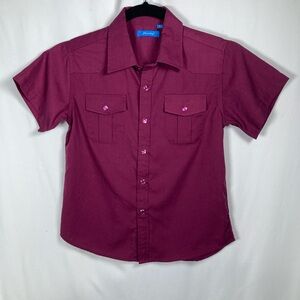 Cheer boy Boys Burgundy Short Sleeve Snap Button Shirt Sz 6